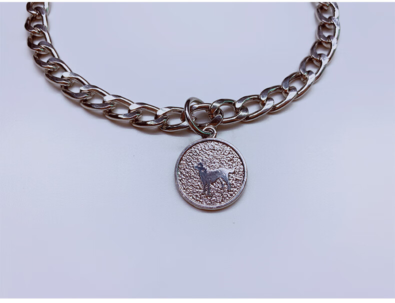 狗狗项链配饰小中大型犬狗牌宠物项圈大金链子珍珠狗链猫饰品 银色