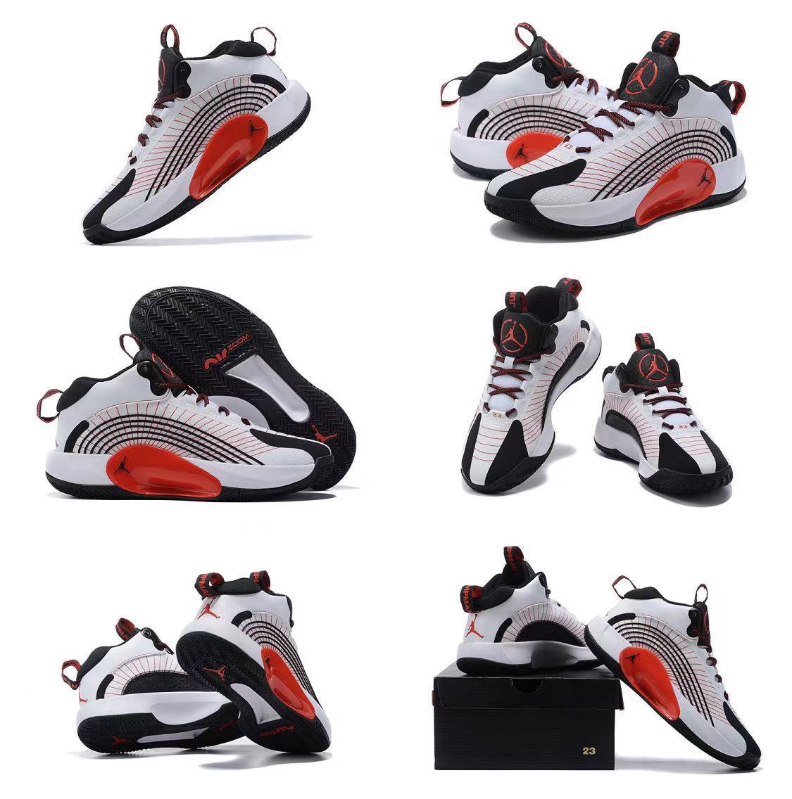 新款jumpman 2021 pf aj35简版 男子实战耐磨运动学生气垫篮球鞋 黑红