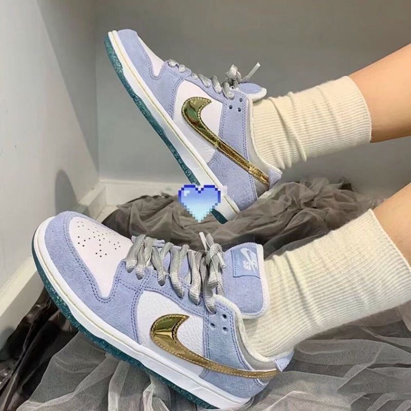 dunksb纯原高版本冰雪奇缘黑白鸽子腰果花学生男女低帮情侣板粉鸽子36