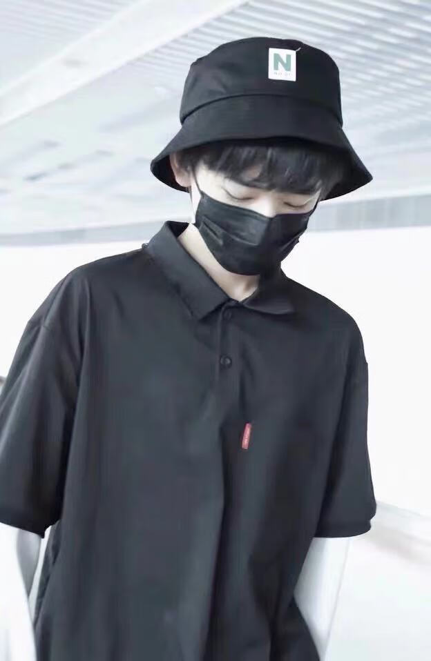 帽子渔夫帽夏通用日系学生遮阳防晒盆帽宋亚轩同款贴标黑色5458cm可