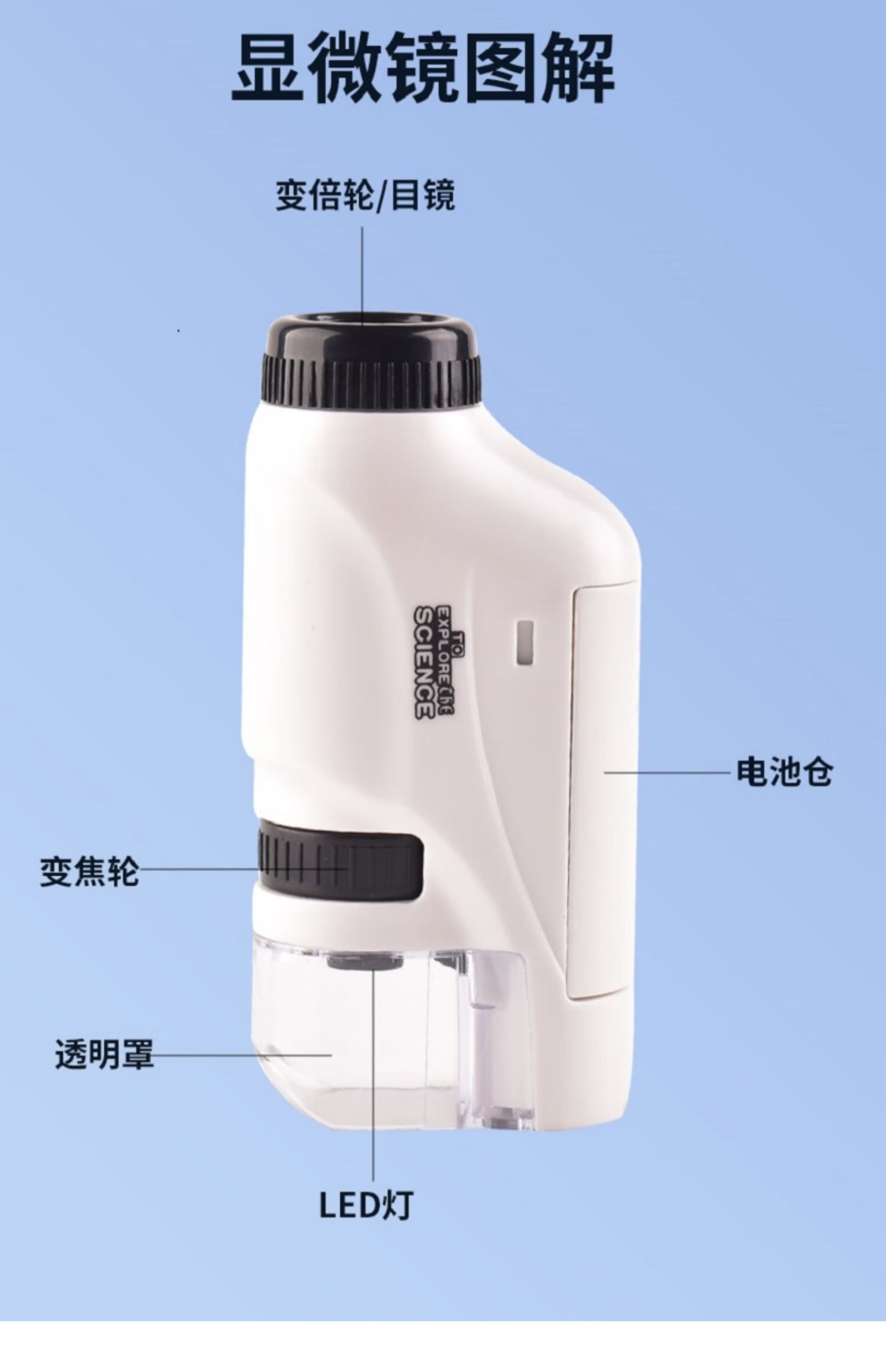迪士尼(disney)商场直销手持显微镜儿童学生同款便携式显微镜显微镜生
