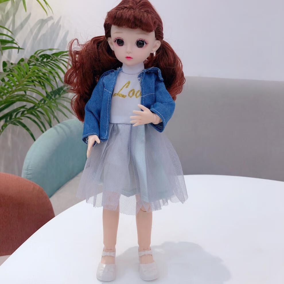 30厘米芭比娃娃6分bjd肥娃换装公主玩具27关节3d真眼女孩玩具礼物小粉