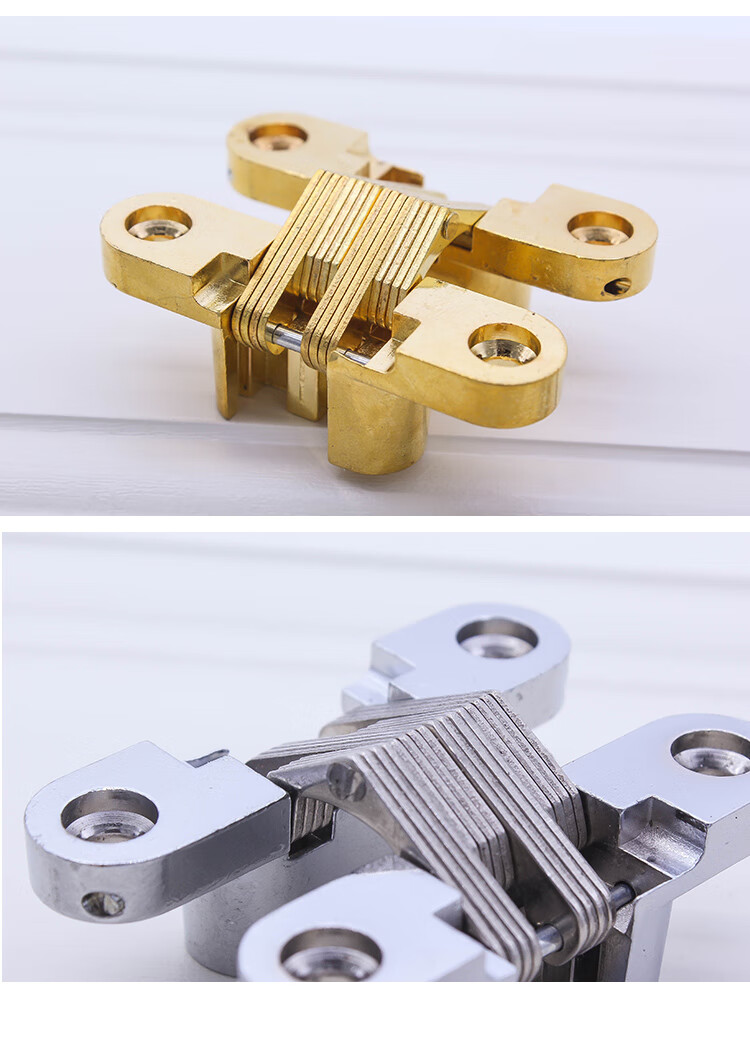 仓梵五金配件十字铰链暗合页折叠门桌椅暗藏铰链隐形门合页小号a光银