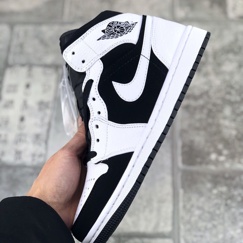 纯原aj高品质乔1黑白熊猫aj中帮鞋潮流板鞋校园运动篮球鞋男女鞋黑白