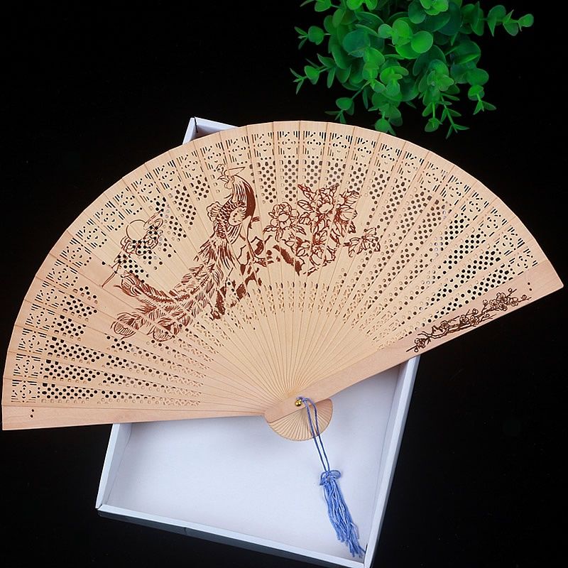 扇子古风折叠檀香木扇中国风手工木扇檀香扇折扇镂空古典女扇随身