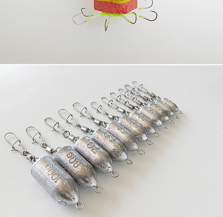 爆炸钩钓鱼带八字环一体水滴坠海杆抛竿路亚散装定风铝坠 铅坠50克5个