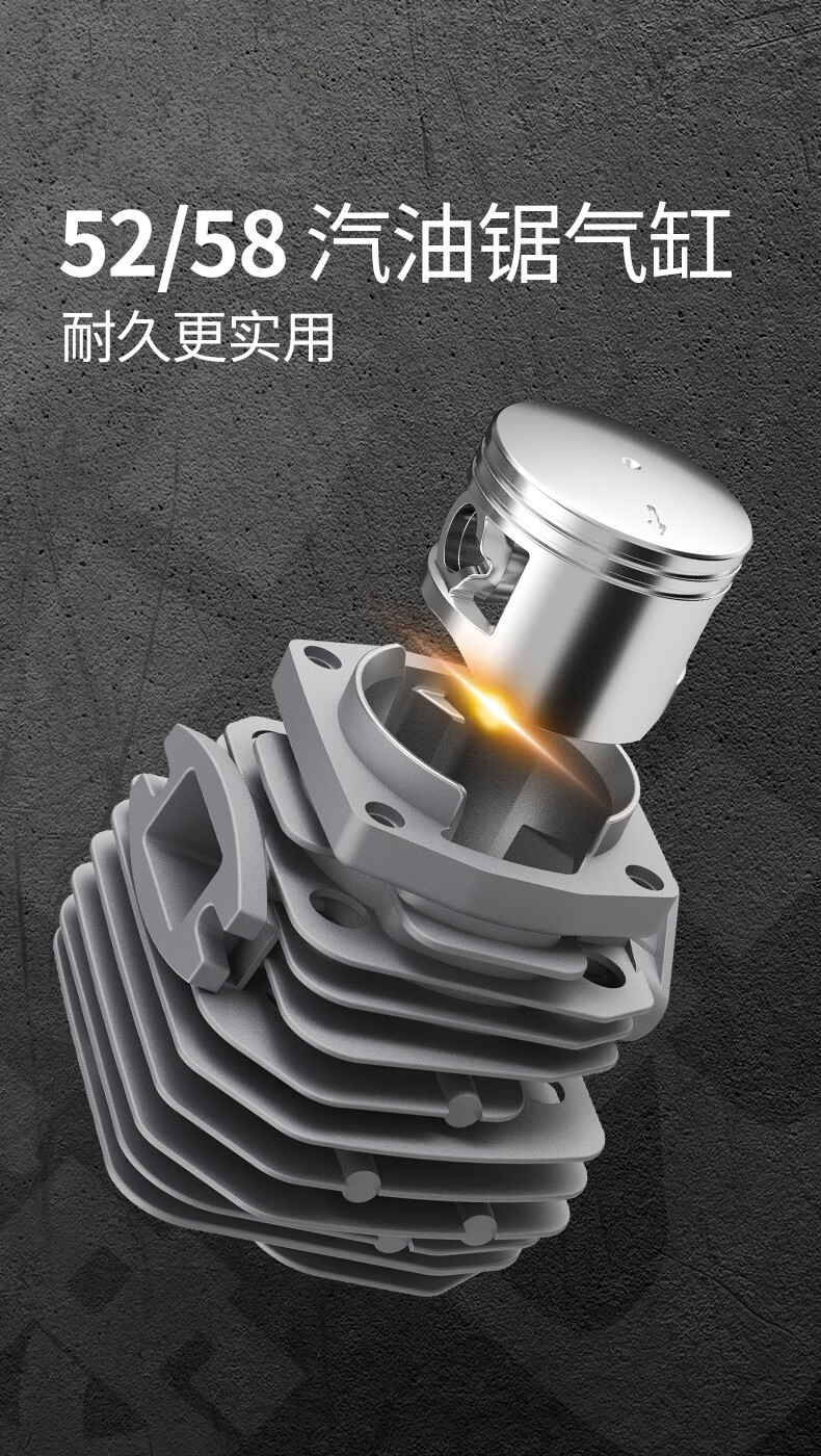 适用5258油锯汽缸缸套活塞活塞环气缸缸体总成配件滚针伐木汽油锯曲轴