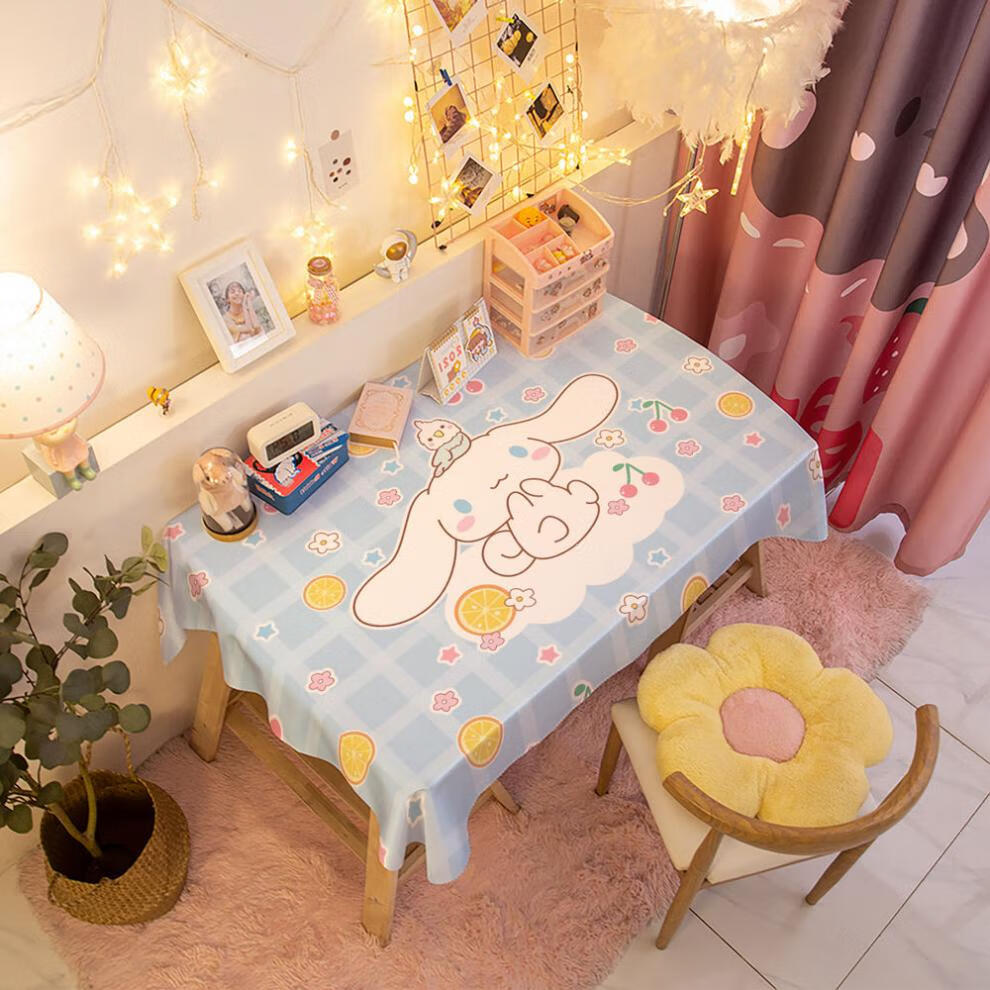 ins书桌桌布家用化妆台台布卡通少女心学生宿舍学习台布布艺桌垫ygg
