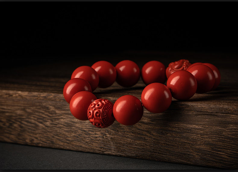 恋江南 红砂手链朱砂手串男款财源滚滚貔貅本命年运转手链男士 14mm