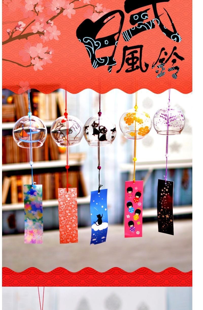 日本风铃樱花玻璃 玻璃樱花风铃铃铛创意卧室挂件冥想夏日和风挂饰门