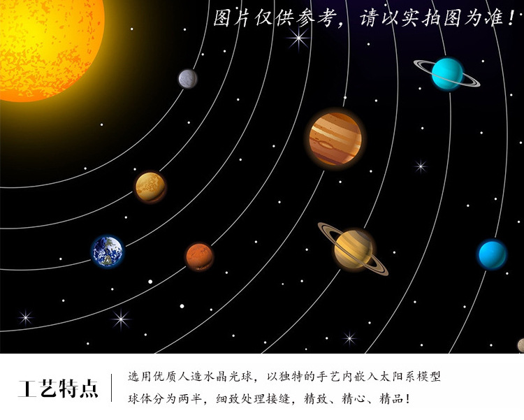 彩色太陽系行星星球九大八大天體創意水晶球擺件生日禮物高檔透明燈