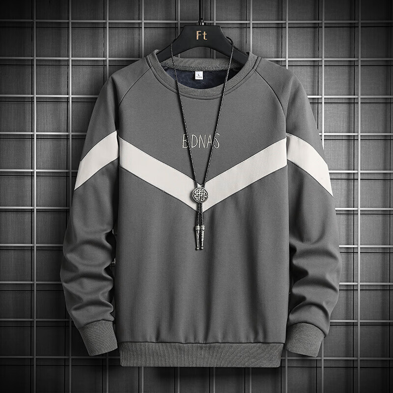 百搭潮流卫衣男2021秋冬新款男韩版拼色运动简约休闲拼接直筒型上衣