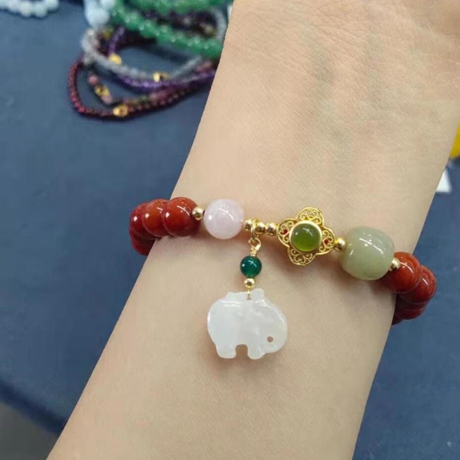 展缘白贝母四叶草财象手绳四合玛瑙吉宏财象手链南红和田玉女吉象财葫
