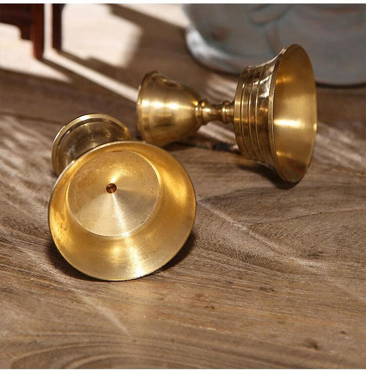 蜡烛台酥油灯座纯铜长明灯佛灯供灯底座灯架家用供奉佛堂摆件小号个