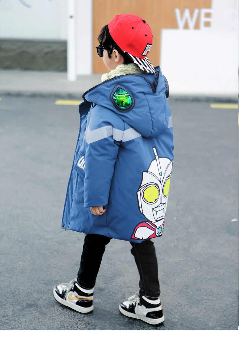 中大儿童男童冬装棉衣中长款2021新款童装奥特曼衣服洋气棉服外套01款