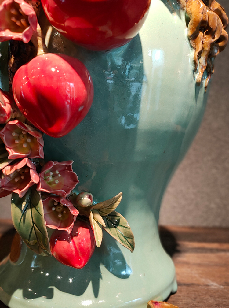 创意客厅美式家居插花酒店陶瓷花瓶摆件家居饰品9 古绿金口石榴瓶款二