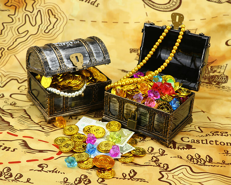 儿童玩具大宝箱寻宝藏海盗藏宝箱宝石金币箱子百宝箱收纳盒小盒子