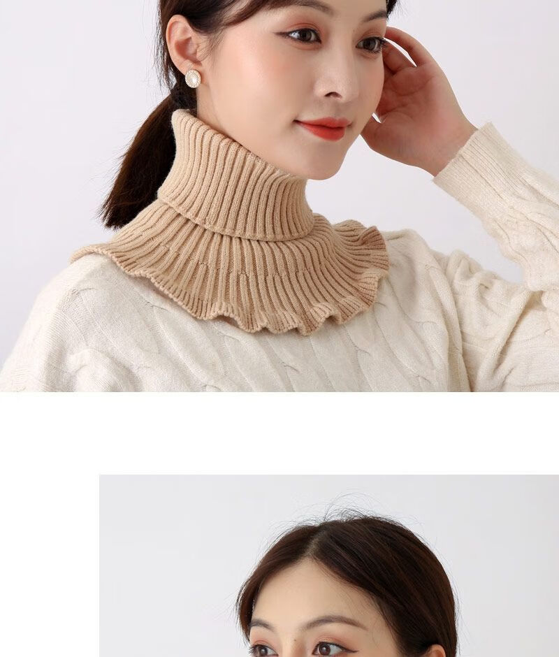 桑雀秋冬季假领子女士百搭针织毛线围脖多功能高领护颈椎脖子保暖假领