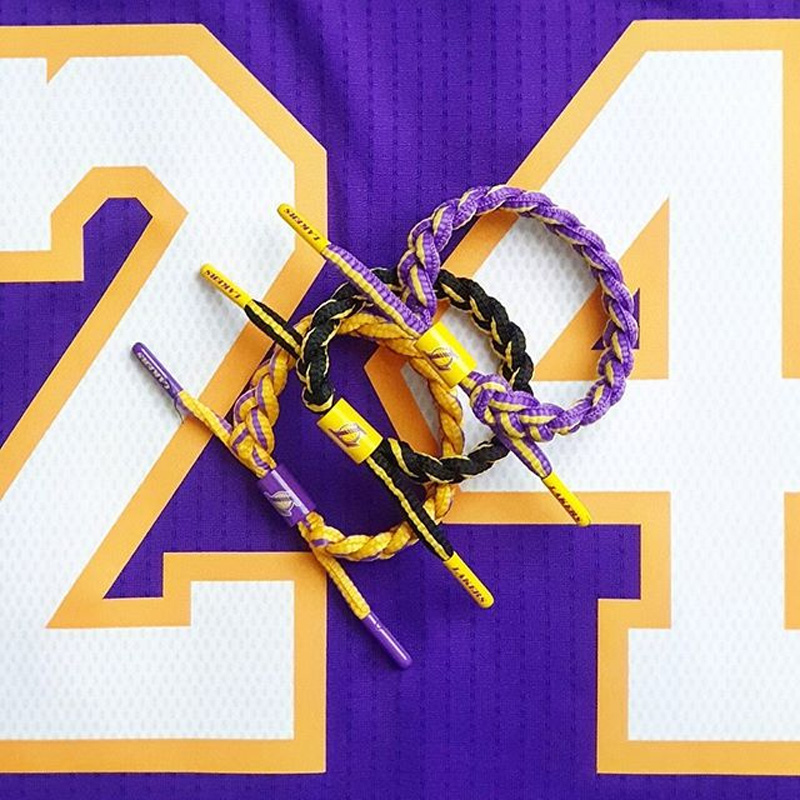 nba系列 洛杉矶湖人队 经典款 鞋带手链 手链湖人队黑黄配色【图片