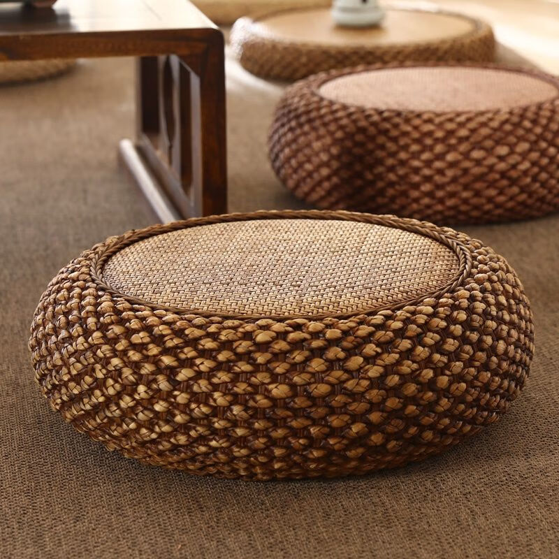 蒲团坐垫艾灸坐垫打坐茶几外套蒲团坐垫加厚 日式藤草编蒲草蒲团坐垫