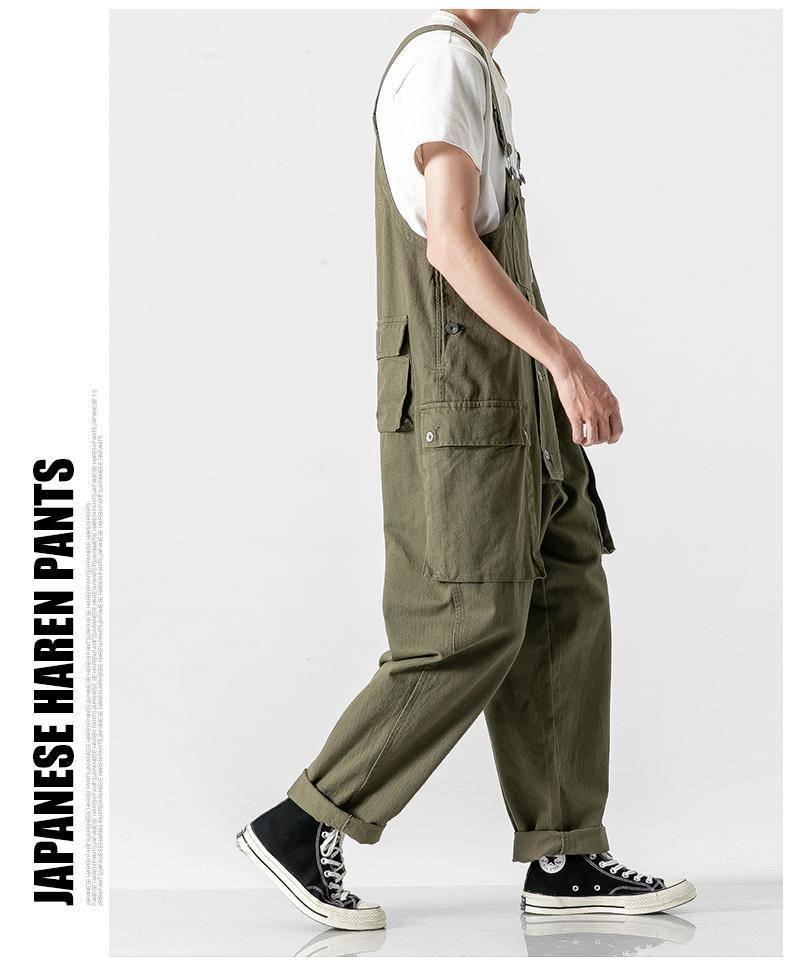 日系复古工装背带裤男胖子宽松大码吊带裤潮牌ins网红直筒连体裤260款