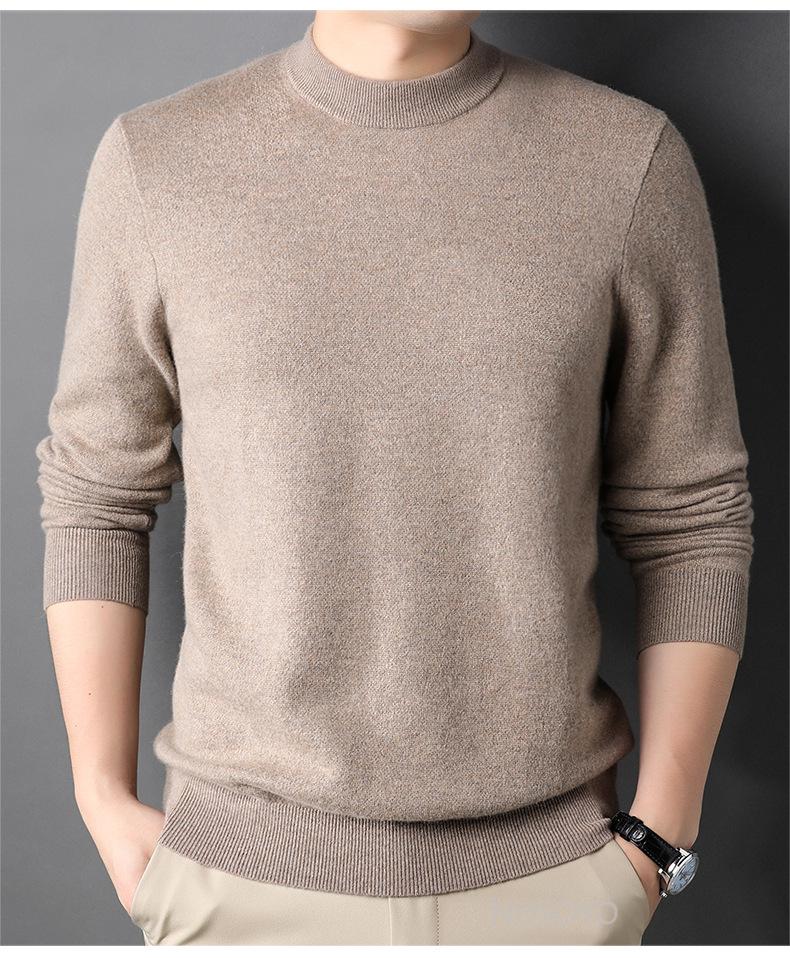 nosoyo轻奢高端品牌男士羊绒衫冬季新款圆领内搭男休闲毛衣男士加厚