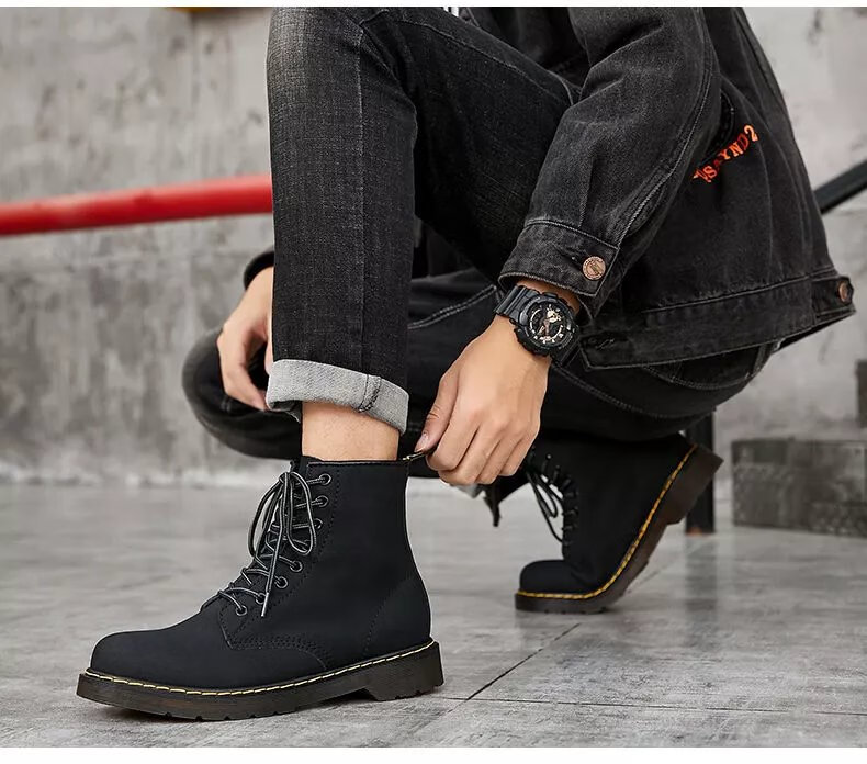 dickiesike大黄靴男秋季高帮八孔街拍时尚男女情侣增高大码百搭马丁靴