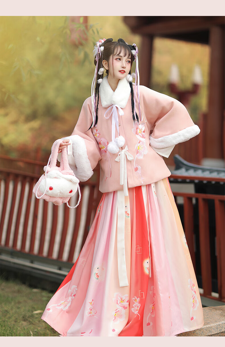 汉服女成人冬季汉服女冬季明制加厚坦领半壁超仙襦裙改良少女古冬天七