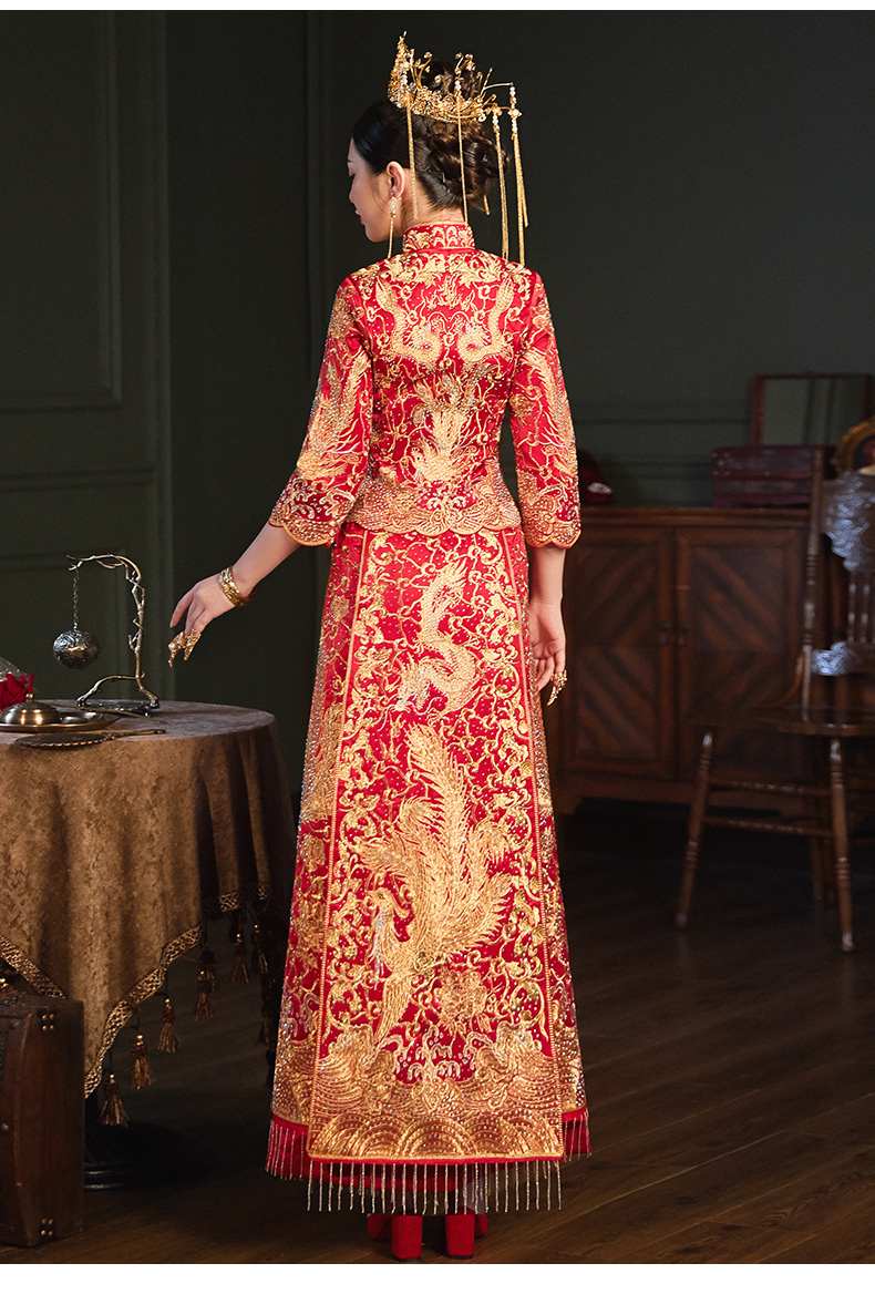 婚纱礼服中式龙凤褂新娘结婚褂皇小个子敬酒服直筒秀禾服2021新品好看