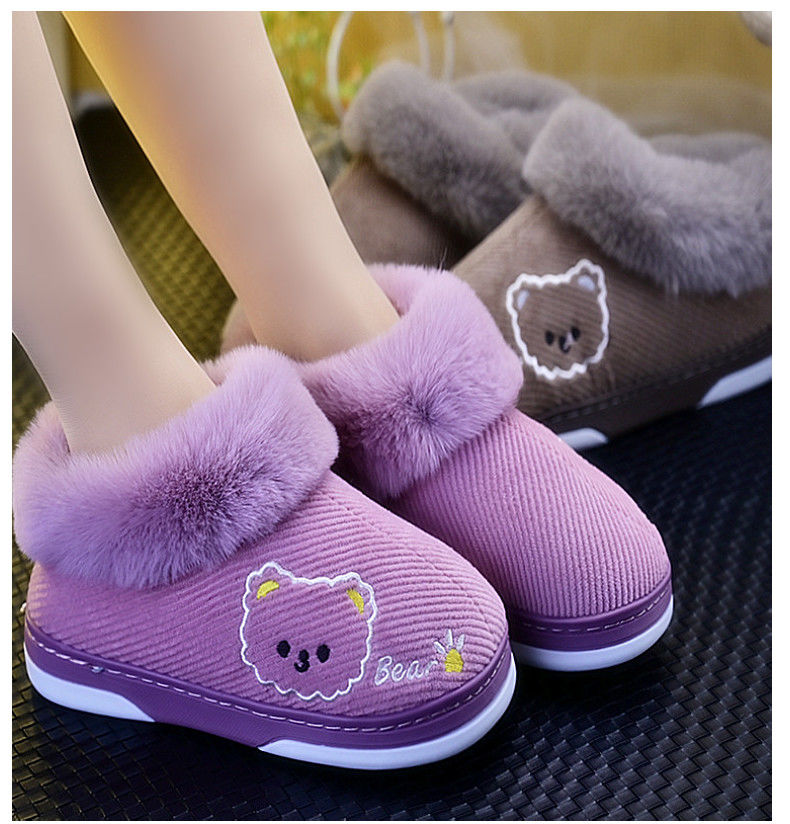 室内加绒保暖月子鞋防滑厚底情侣人造长毛绒鞋男冬依泽慕咖啡色4243码