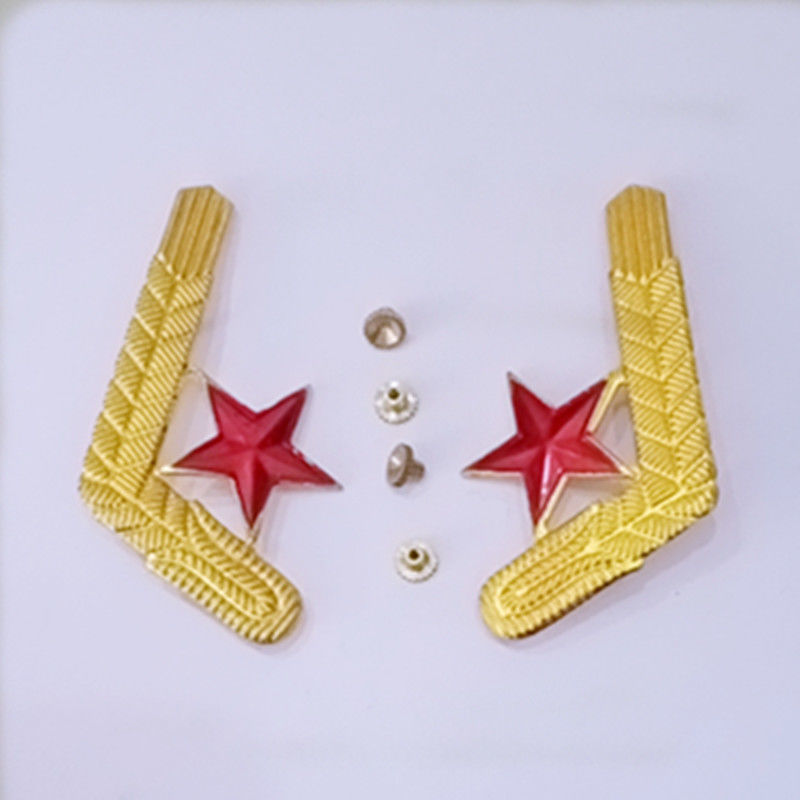 保安领花领针银色金属治安领花五角星麦穗保安制服领花徽章 小七字