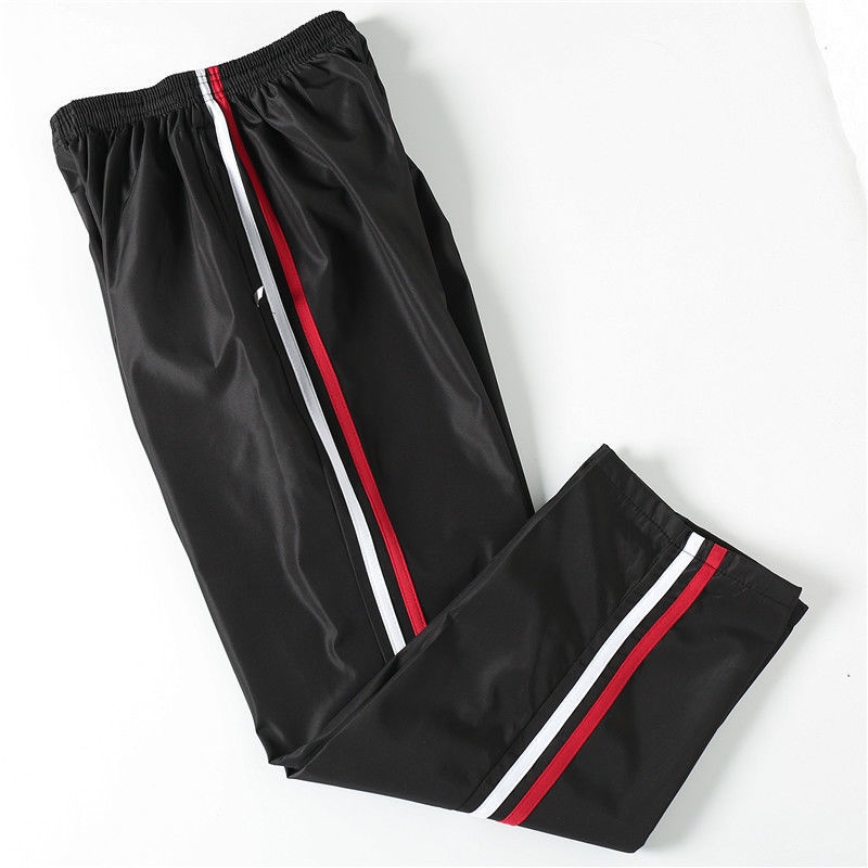 新款卫裤带网滑料校服裤夏季春秋白条校服裤子藏青色小学生中学高中