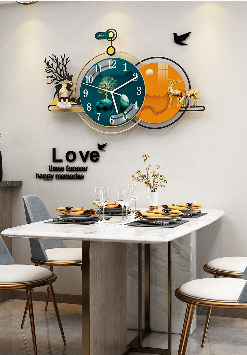餐厅创意大气客厅挂钟现代简约装饰钟表家用时尚轻奢网红时钟挂墙30