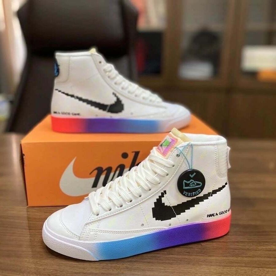 耐开拓者blazer mid 77电玩像素夜光sb高帮学生男女情侣运动板鞋 涂鸦