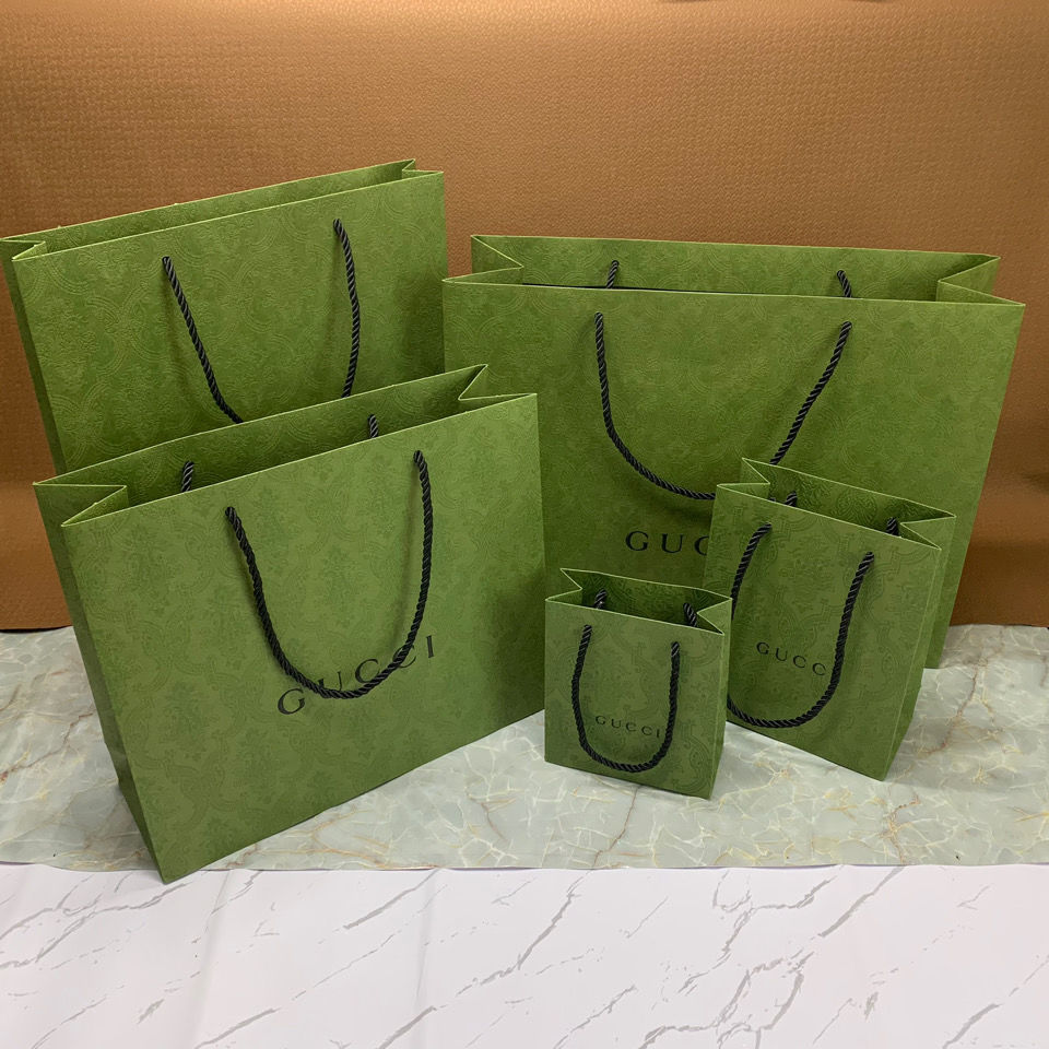 gucci古奇酷奇绿色纸袋香水袋口红袋包装袋手提袋购物袋子围巾袋适用