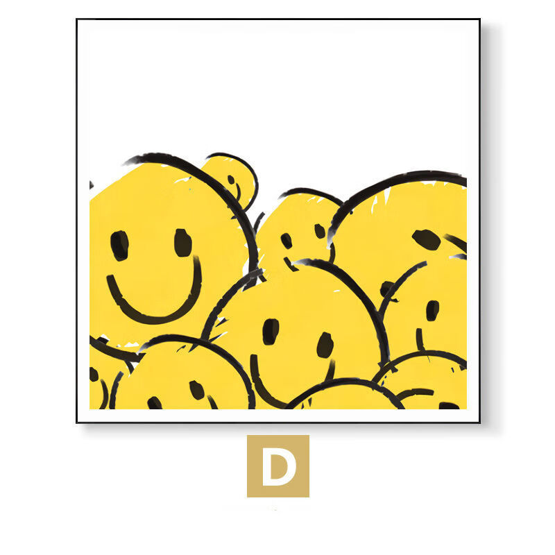 韩国smile黄色笑脸装饰画ins风系餐厅挂画网红奶茶店民宿壁画10款
