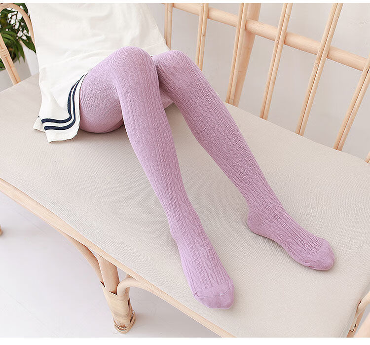 乐卉女童连裤袜春秋冬儿童纯棉加厚打底裤袜女孩白色针织棉舞蹈连体袜