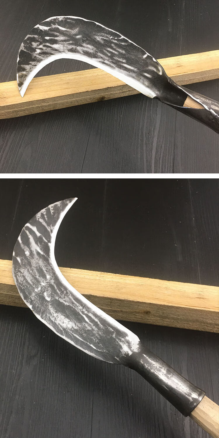 纯手工锻打镰刀割草刀农用柴刀树刀锰钢老式弯刀开荒除草手工204不带