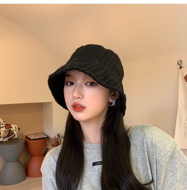 新品水桶帽日系小众设计纯色复古水桶帽韩版潮渔夫帽女夏季防晒遮阳