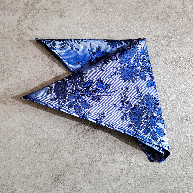 英国真丝口袋巾新郎结婚纯色方巾多色手工卷边1号纯白色