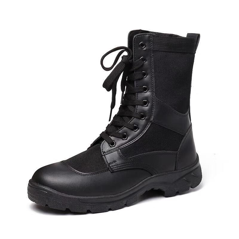 17新式作战靴高帮训练靴安检执勤靴夏季男女工装靴作战靴作训靴网眼超