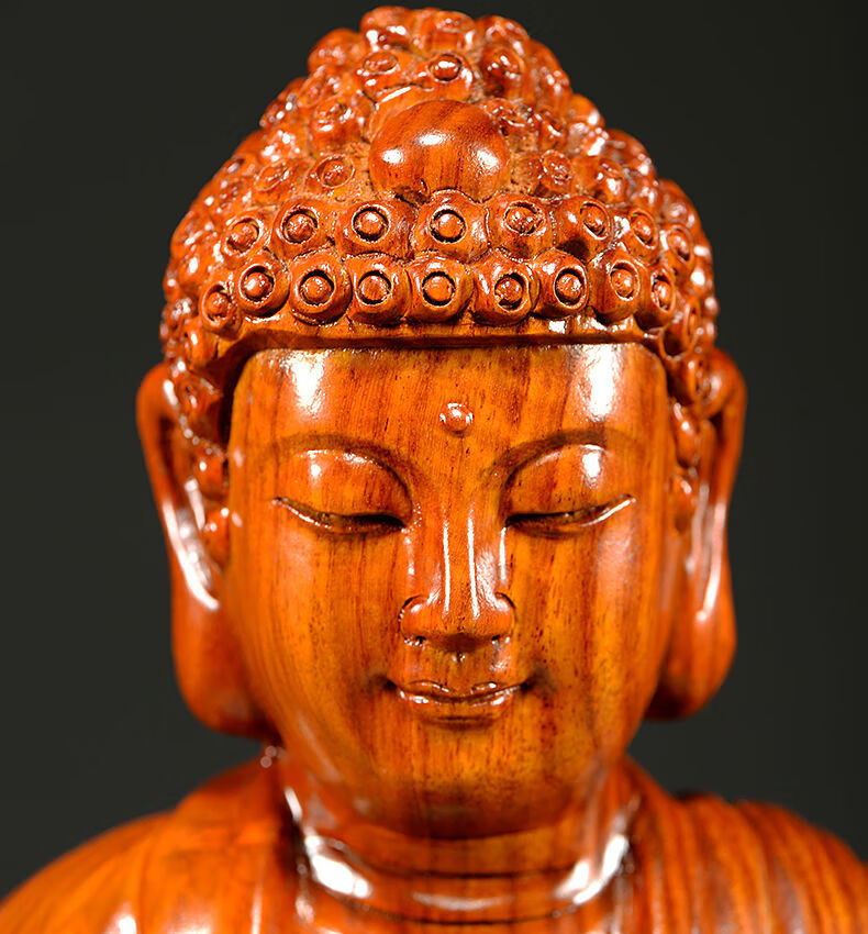 唐砖黑檀木木雕摆件释迦牟尼佛大日如来佛祖阿弥陀佛