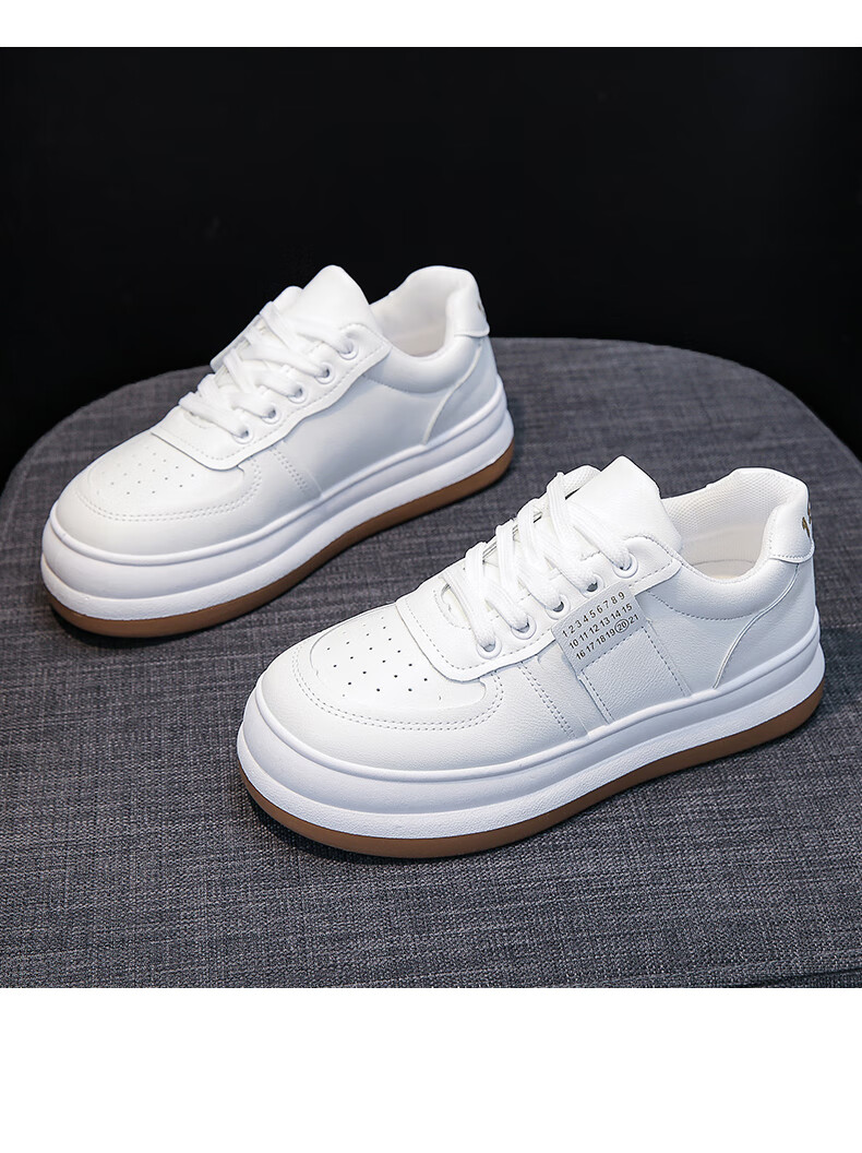 国货潮品小白鞋女鞋2021秋季新款皮面运动板鞋冬季加绒二棉鞋款白色单