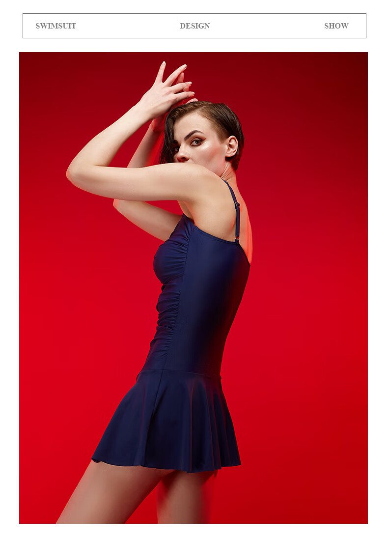 swans泳衣女夏季新款连体裙式游泳衣女遮肚显瘦大码女士泳衣温泉度假