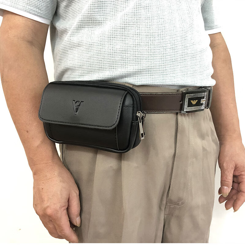 老·人头放手机小包包挂腰包男士干活工地老人穿皮带装便携手机包零.
