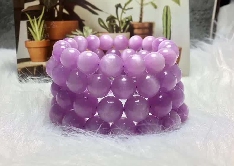 大艳单圈猫眼石手串女薰衣草紫色水晶实用紫粉锂辉石送人天然紫锂辉