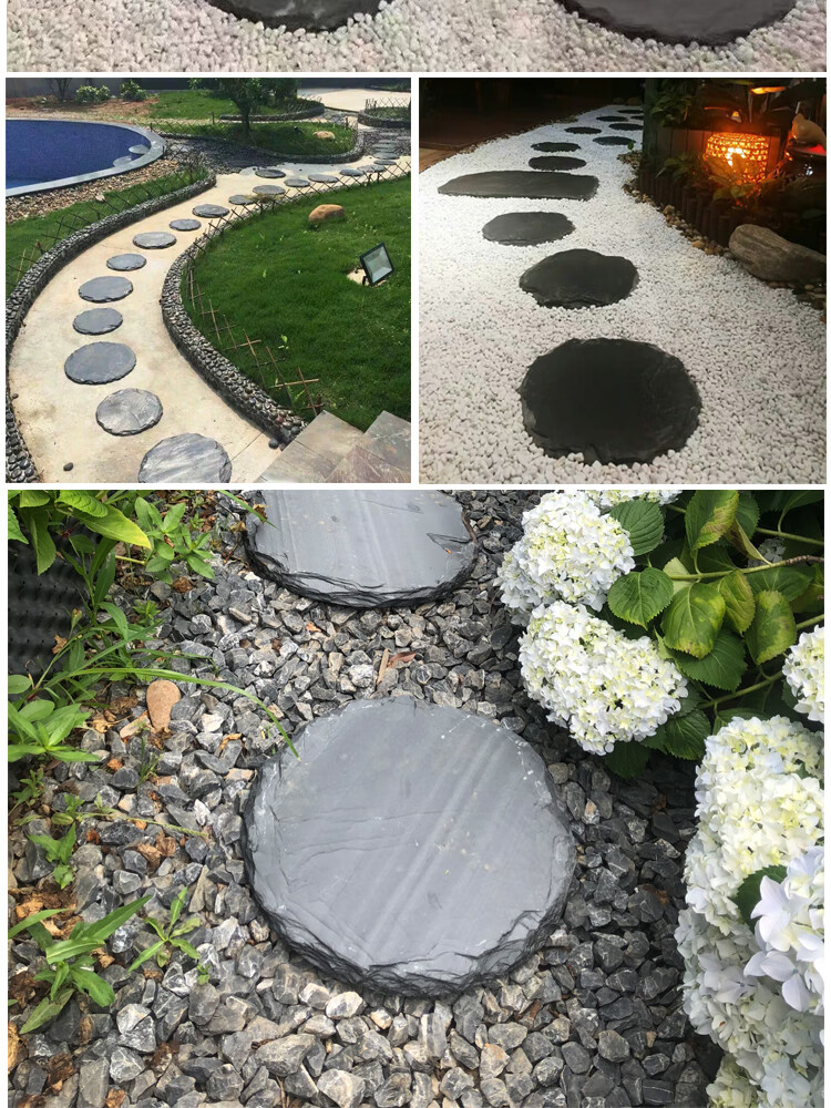 天然青石板踏步石花园草坪垫脚园林汀步石庭院地砖防滑户外铺路石