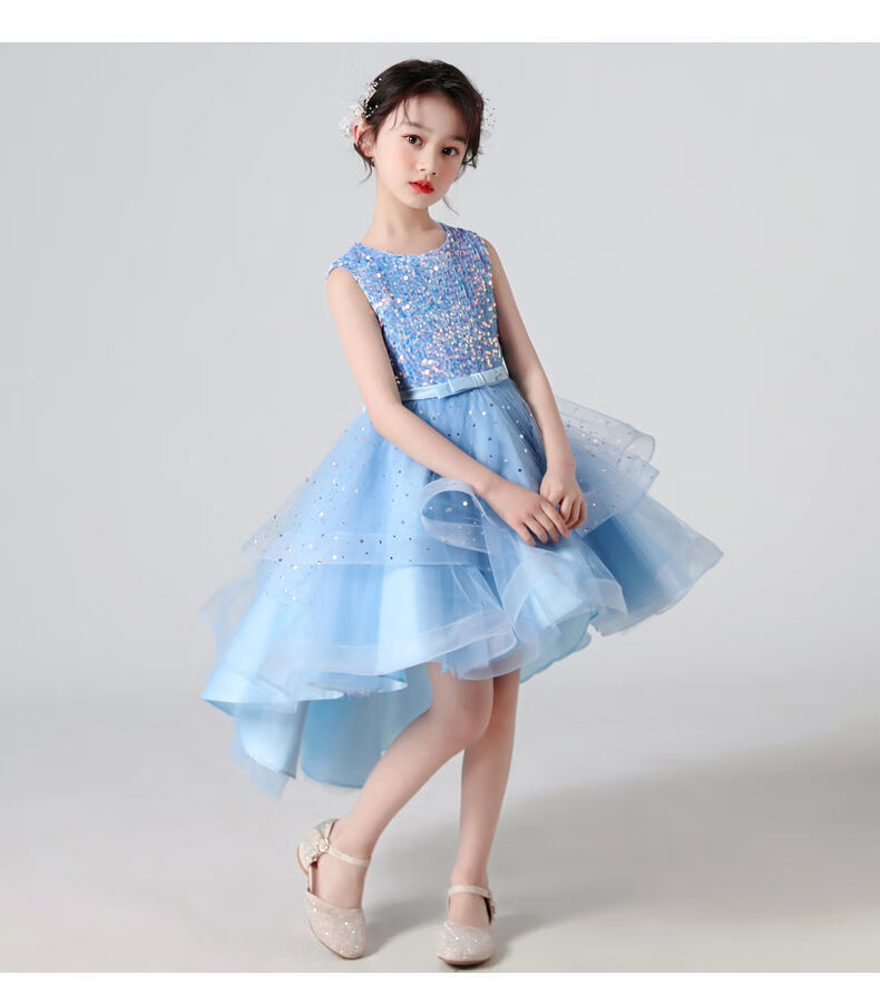 &#冠空适合1-16岁小孩子小女孩夏天穿的公主裙女童蓬蓬纱儿童洋气花童