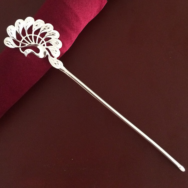 情人节礼物手工s999银钗 复古钗发钗古典步摇 银簪子古典发饰 牡丹小