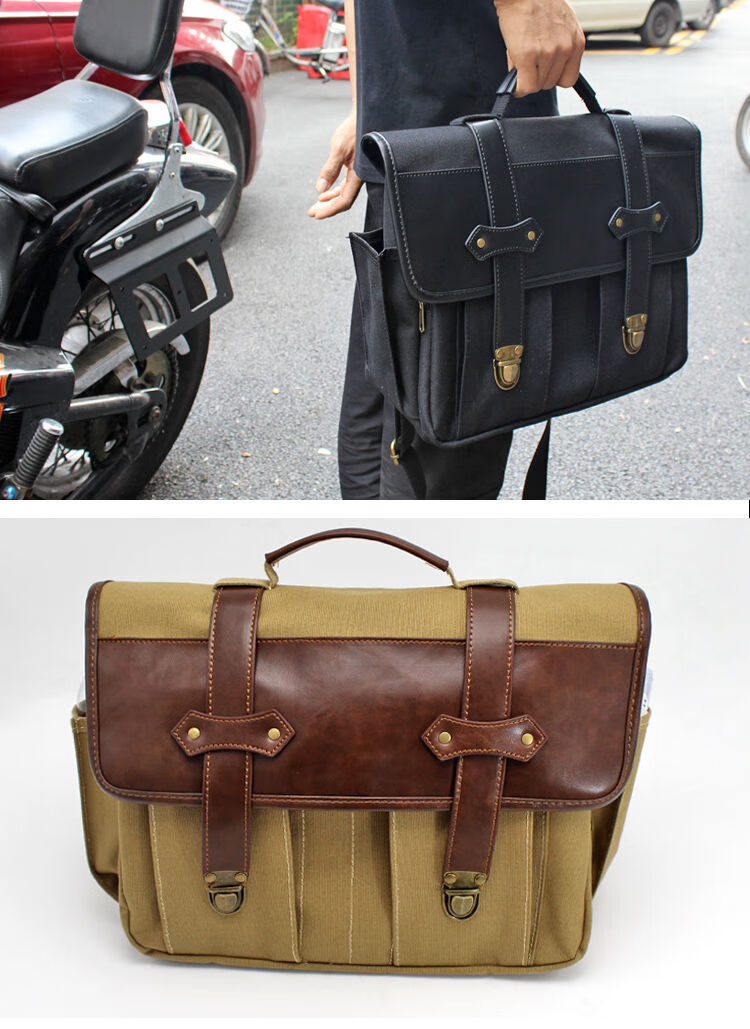 复古机车摩托车多功能通勤侧包通用防水边包帆布挂包骑士马鞍包134
